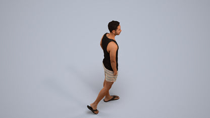 photogrammetry 3D man casual walking, realistic human model archviz FBX, back view render