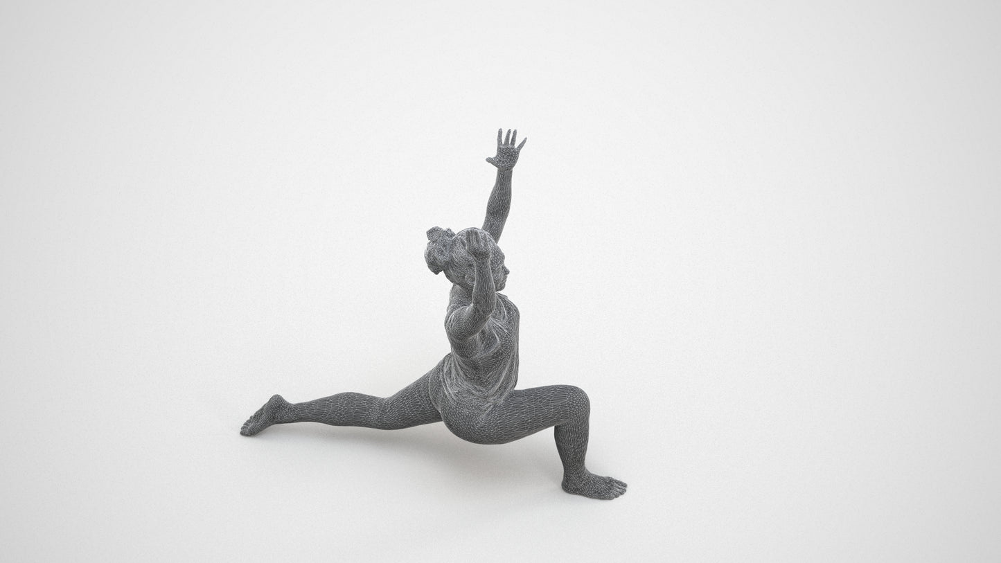 realistic 3D people woman sport, render-ready for V-Ray and Corona, FBX OBJ, wireframe three-quarter view