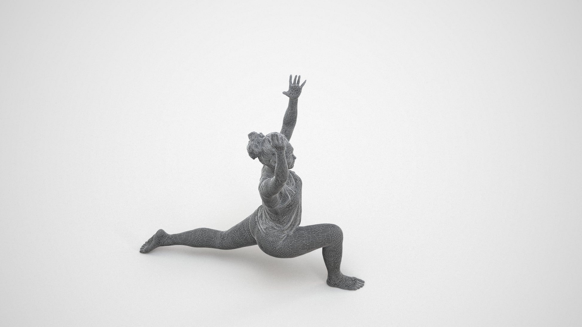 realistic 3D people woman sport, render-ready for V-Ray and Corona, FBX OBJ, wireframe three-quarter view