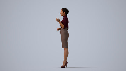 realistic 3D woman business, scanned archviz people for Blender and 3ds Max, three-quarter view render