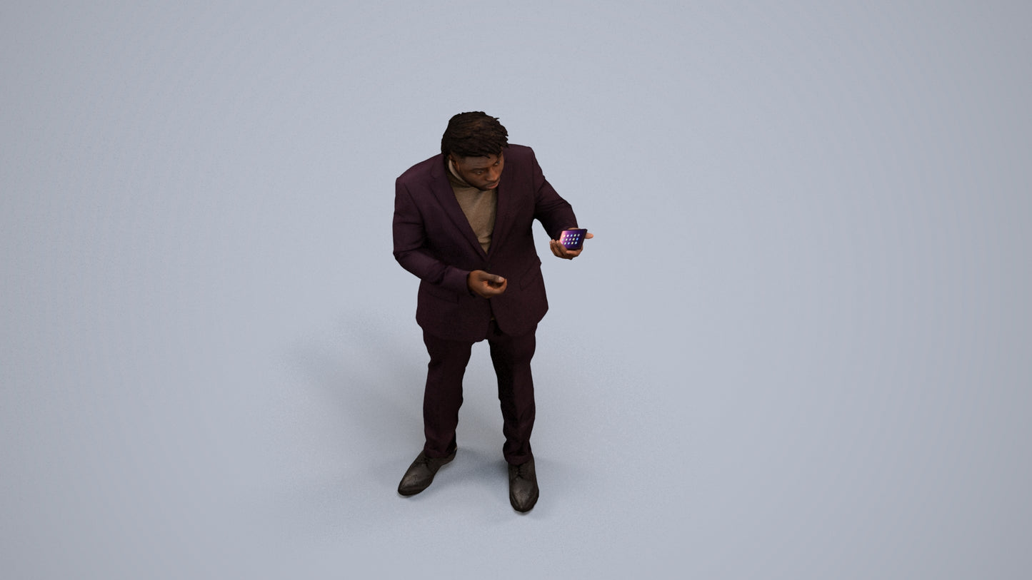 scanned 3D man business, photogrammetry people for Enscape and V-Ray, back view render