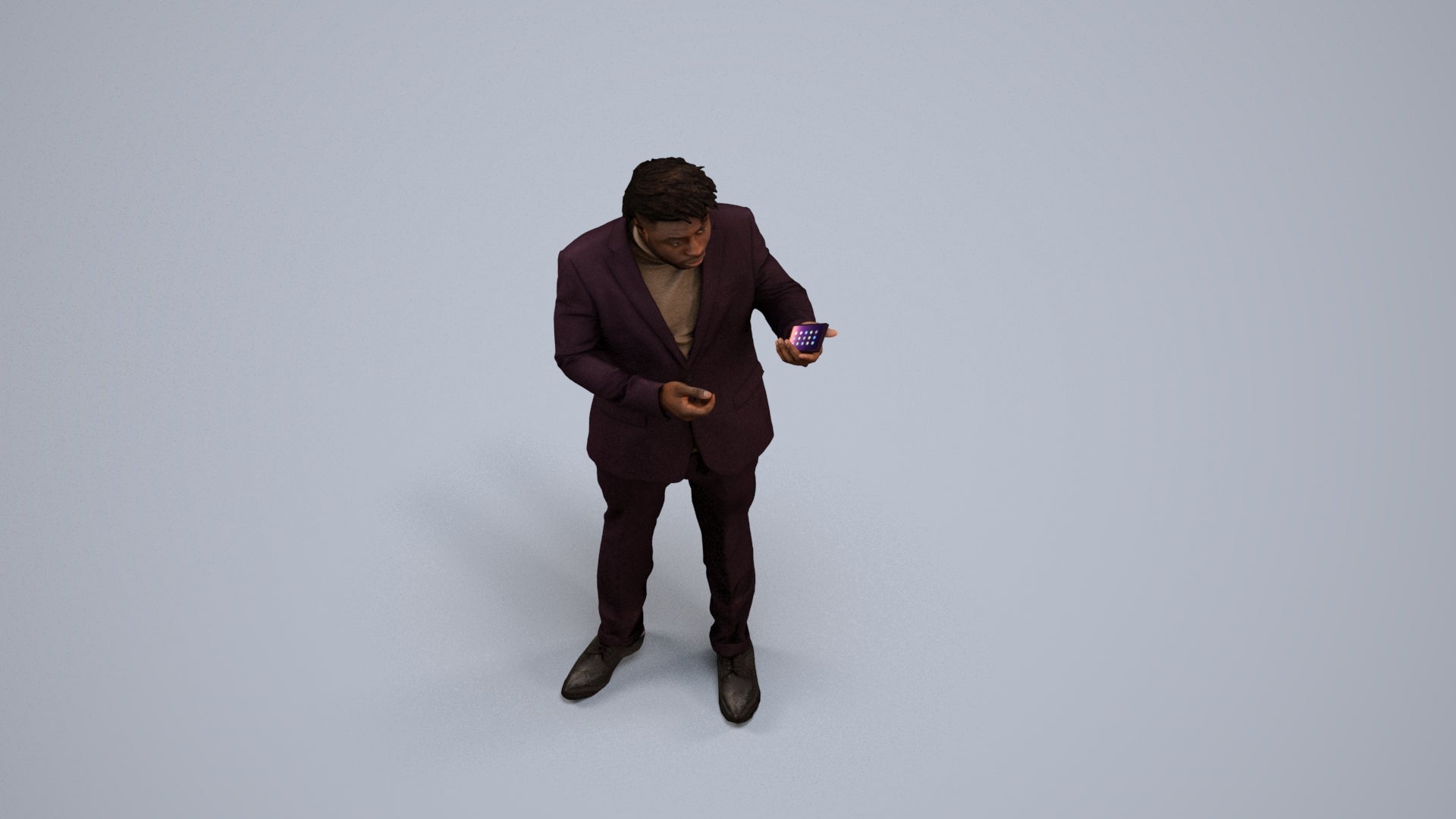 scanned 3D man business, photogrammetry people for Enscape and V-Ray, back view render