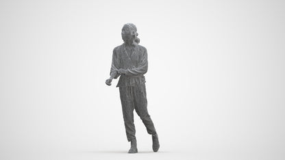 3D people model woman casual walking, scanned human for 3ds Max rendering, three-quarter front view render