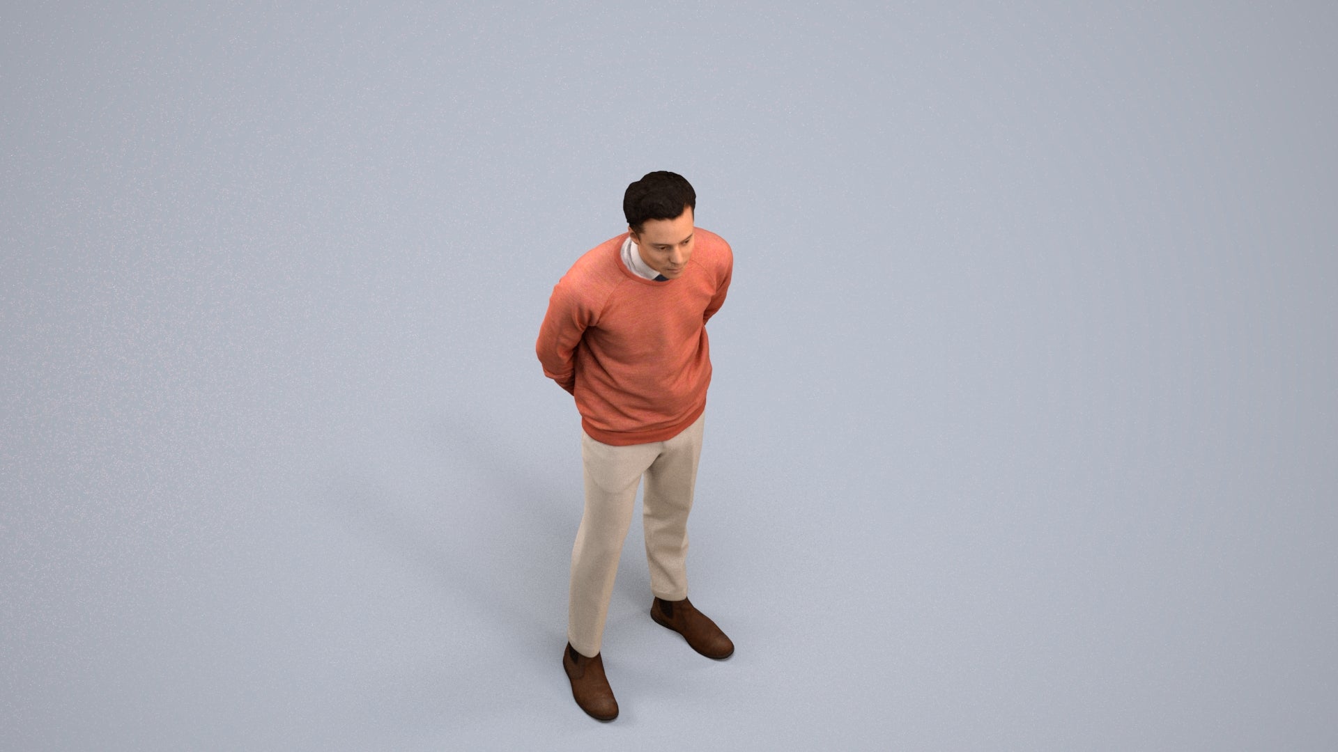 realistic 3D man casual business, scanned archviz people for Blender and 3ds Max, back view render