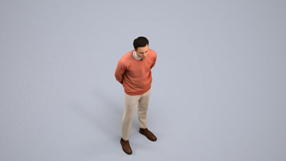 realistic 3D man casual business, scanned archviz people for Blender and 3ds Max, back view render