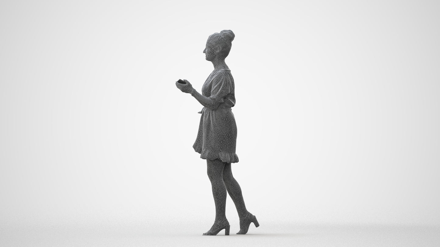 3D people model woman casual walking, scanned human for 3ds Max rendering, square thumbnail