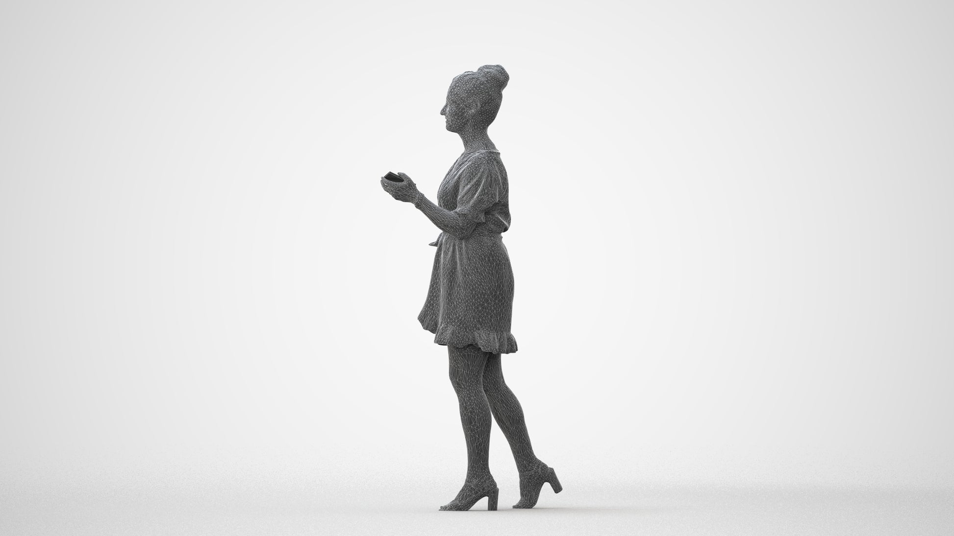 3D people model woman casual walking, scanned human for 3ds Max rendering, square thumbnail