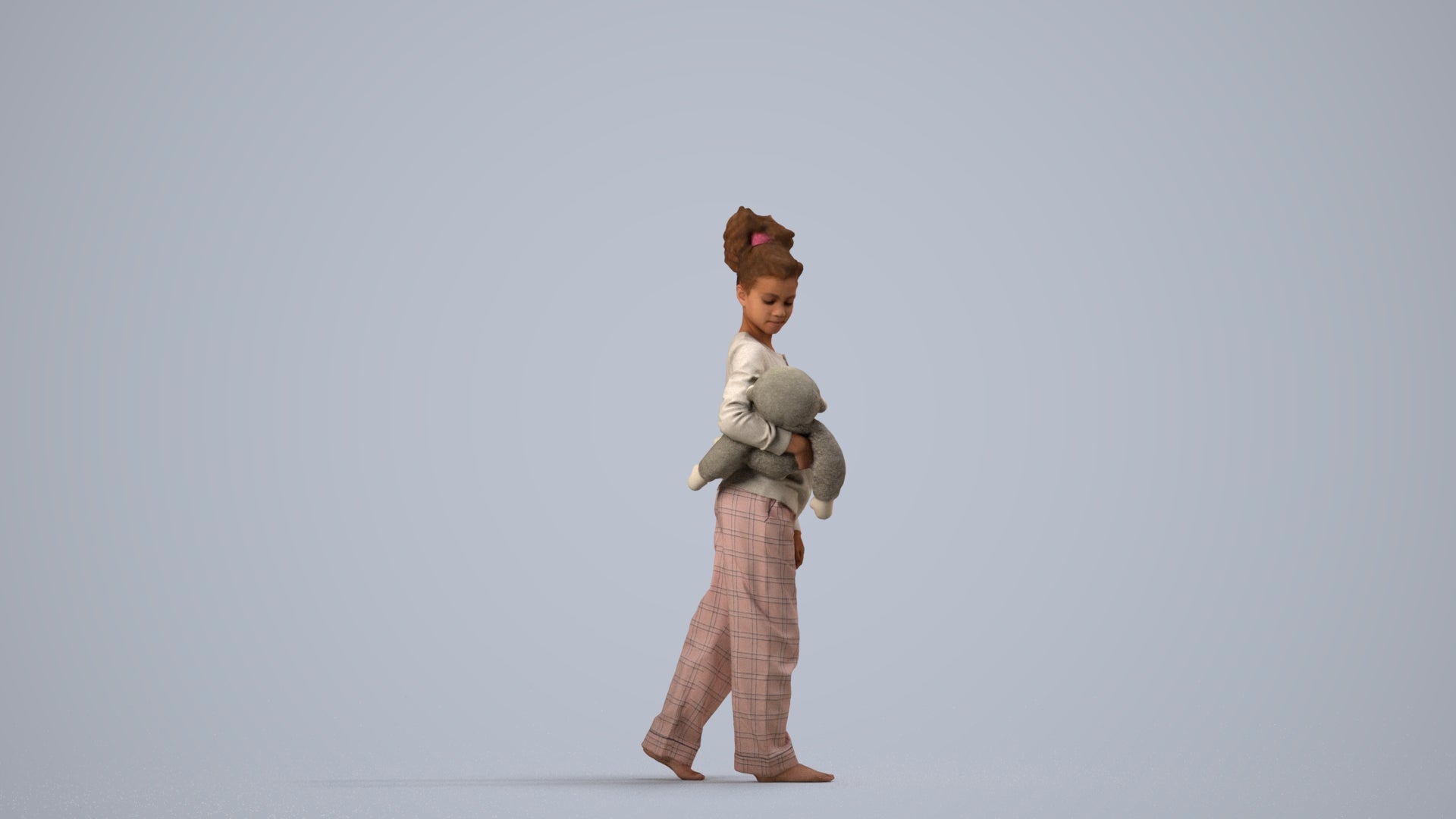 realistic 3D people girl kids, render-ready for V-Ray and Corona, FBX OBJ, side view render