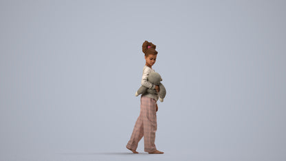 realistic 3D people girl kids, render-ready for V-Ray and Corona, FBX OBJ, side view render