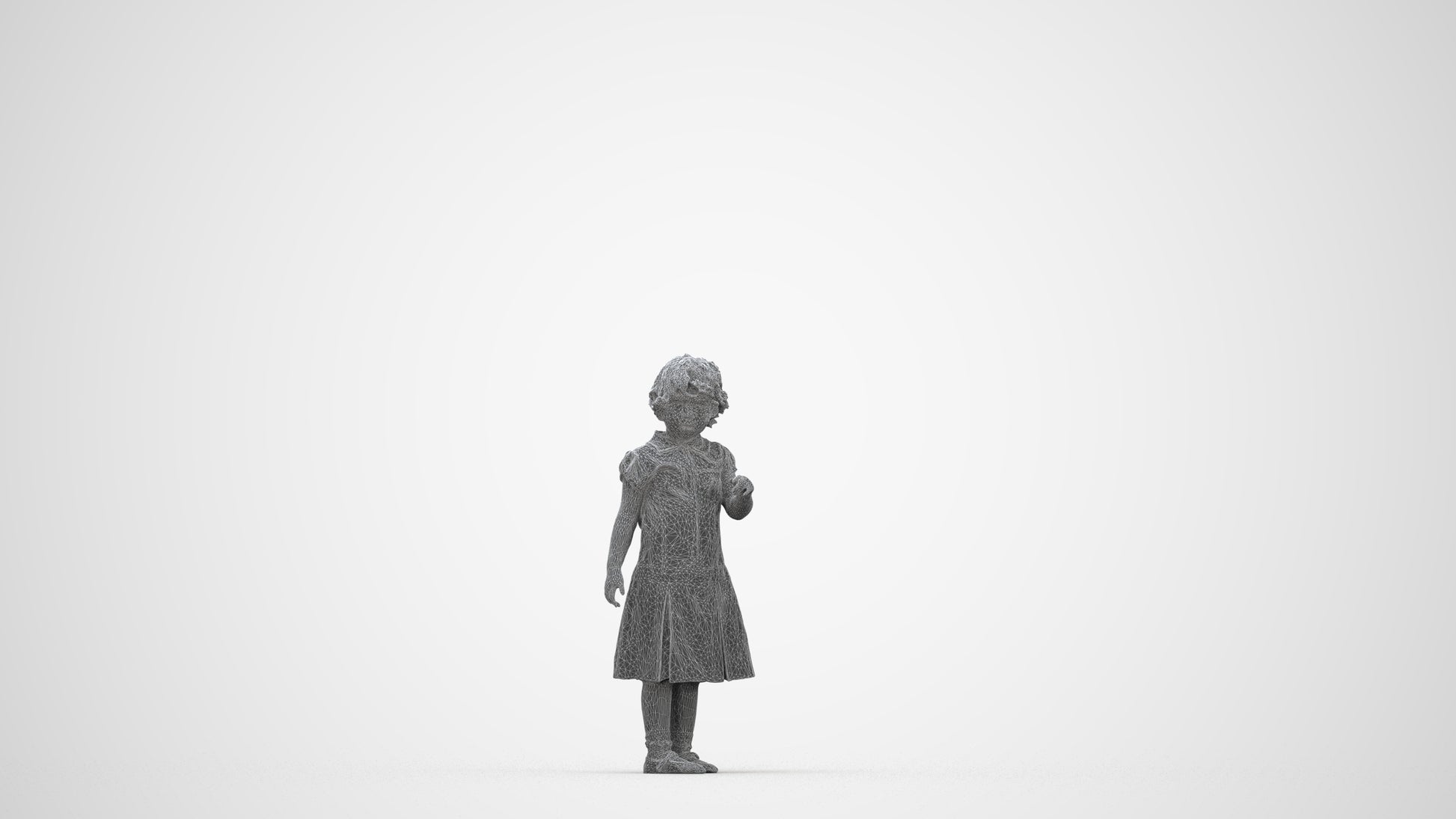 photogrammetry 3D girl kids, realistic human model archviz FBX, wireframe back view