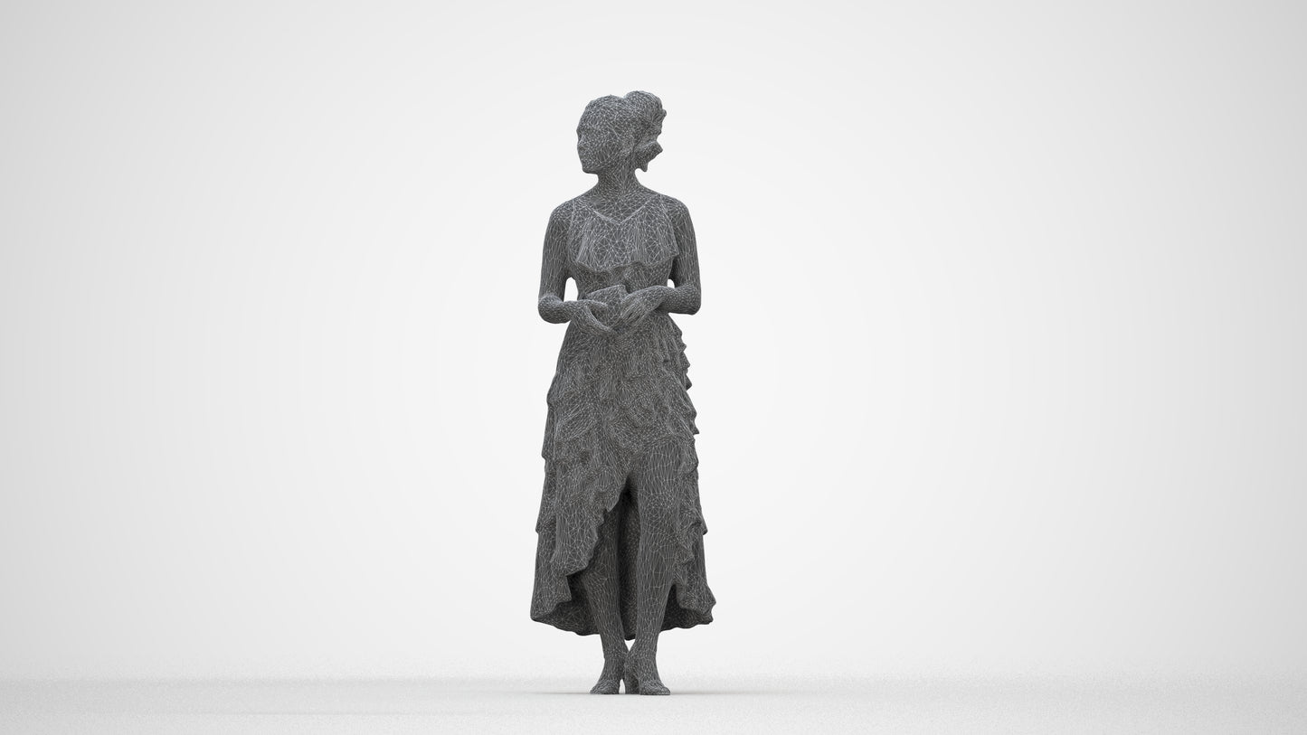 scanned 3D woman formal formalaffairs, photogrammetry people for Enscape and V-Ray, wireframe back view