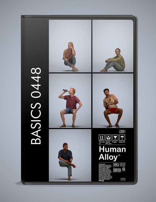 scanned 3D people sitting collection, 5 photogrammetry models for Enscape and V-Ray