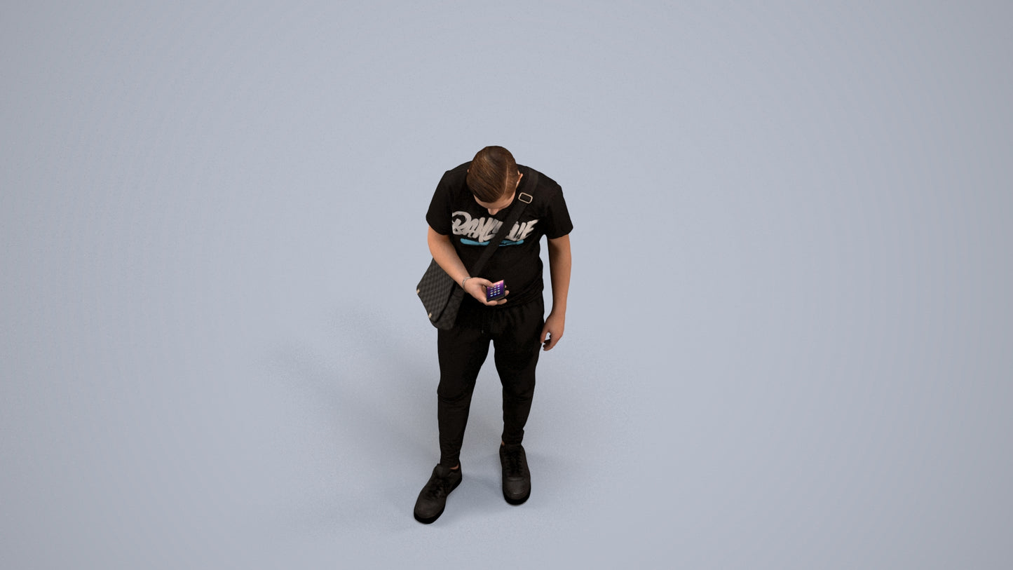 realistic 3D boy casual kids, scanned archviz people for Blender and 3ds Max, back view render