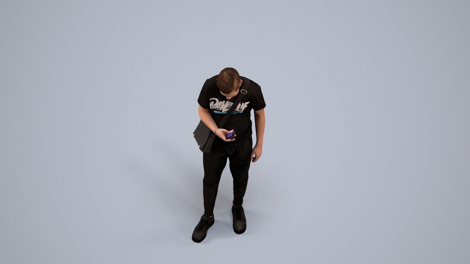 realistic 3D boy casual kids, scanned archviz people for Blender and 3ds Max, back view render
