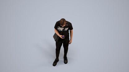 realistic 3D boy casual kids, scanned archviz people for Blender and 3ds Max, back view render