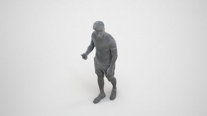 realistic 3D human man casual standing, archviz people FBX OBJ for Blender, wireframe three-quarter view
