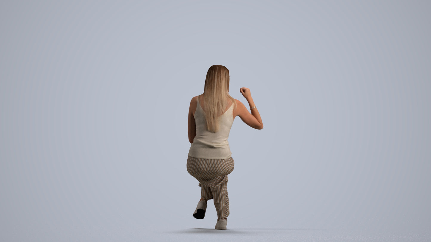 3D people model woman casual sitting, scanned human for 3ds Max rendering, front view render