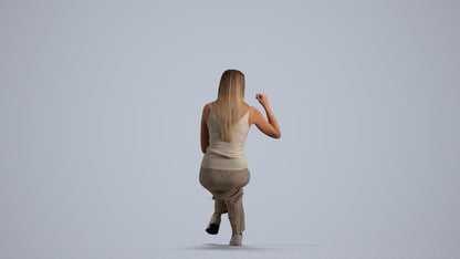 3D people model woman casual sitting, scanned human for 3ds Max rendering, front view render