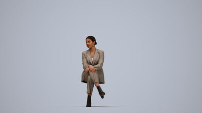 3D people model woman business, scanned human for 3ds Max rendering, top-down view render