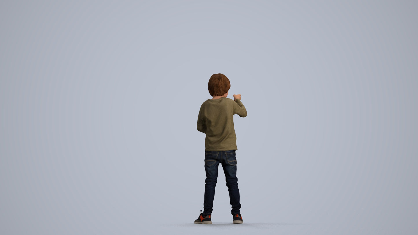 3D people model boy casual kids, scanned human for 3ds Max rendering, front view render