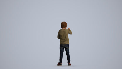 3D people model boy casual kids, scanned human for 3ds Max rendering, front view render