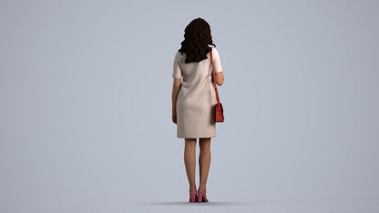 realistic 3D woman business standing, scanned archviz people for Blender and 3ds Max, front view render