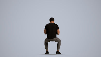 3D scanned man sitting casual, photorealistic archviz people for Enscape and SketchUp, front view render