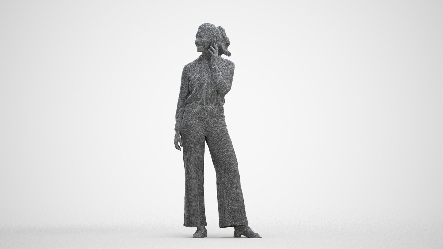 3D people model woman casual standing, scanned human for 3ds Max rendering, three-quarter front view render