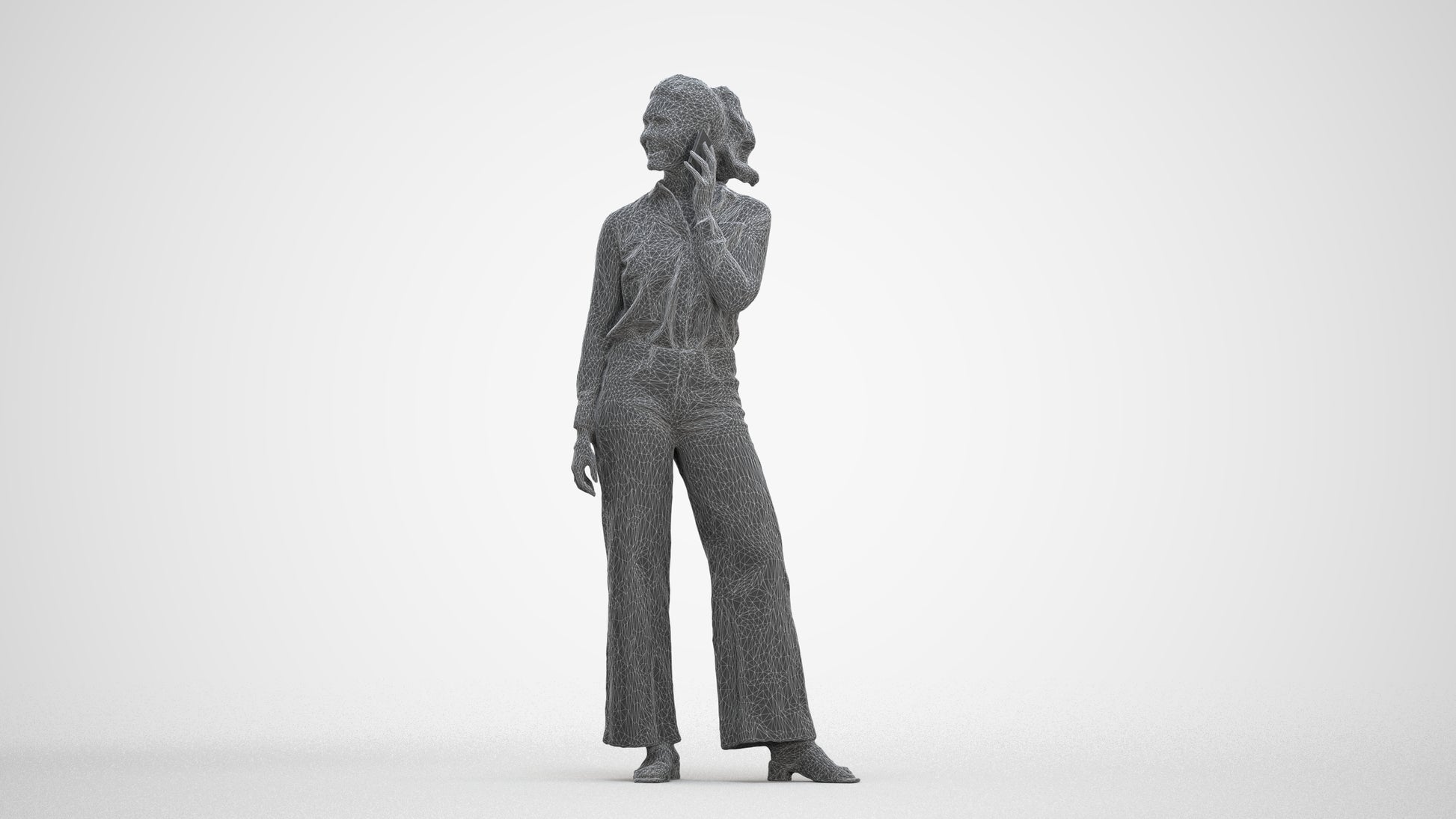 3D people model woman casual standing, scanned human for 3ds Max rendering, three-quarter front view render