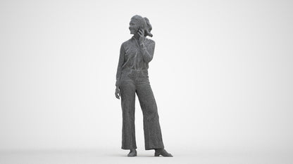 3D people model woman casual standing, scanned human for 3ds Max rendering, three-quarter front view render