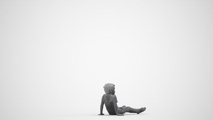 realistic 3D people boy casual kids, render-ready for V-Ray and Corona, FBX OBJ, wireframe side view