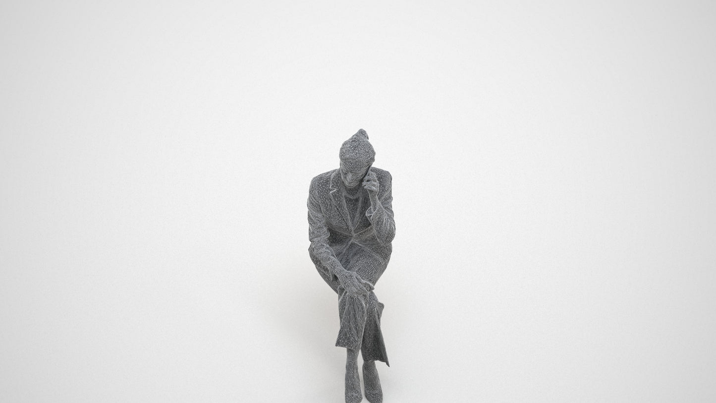 realistic 3D human man casual mix, archviz people FBX OBJ for Blender, wireframe three-quarter view