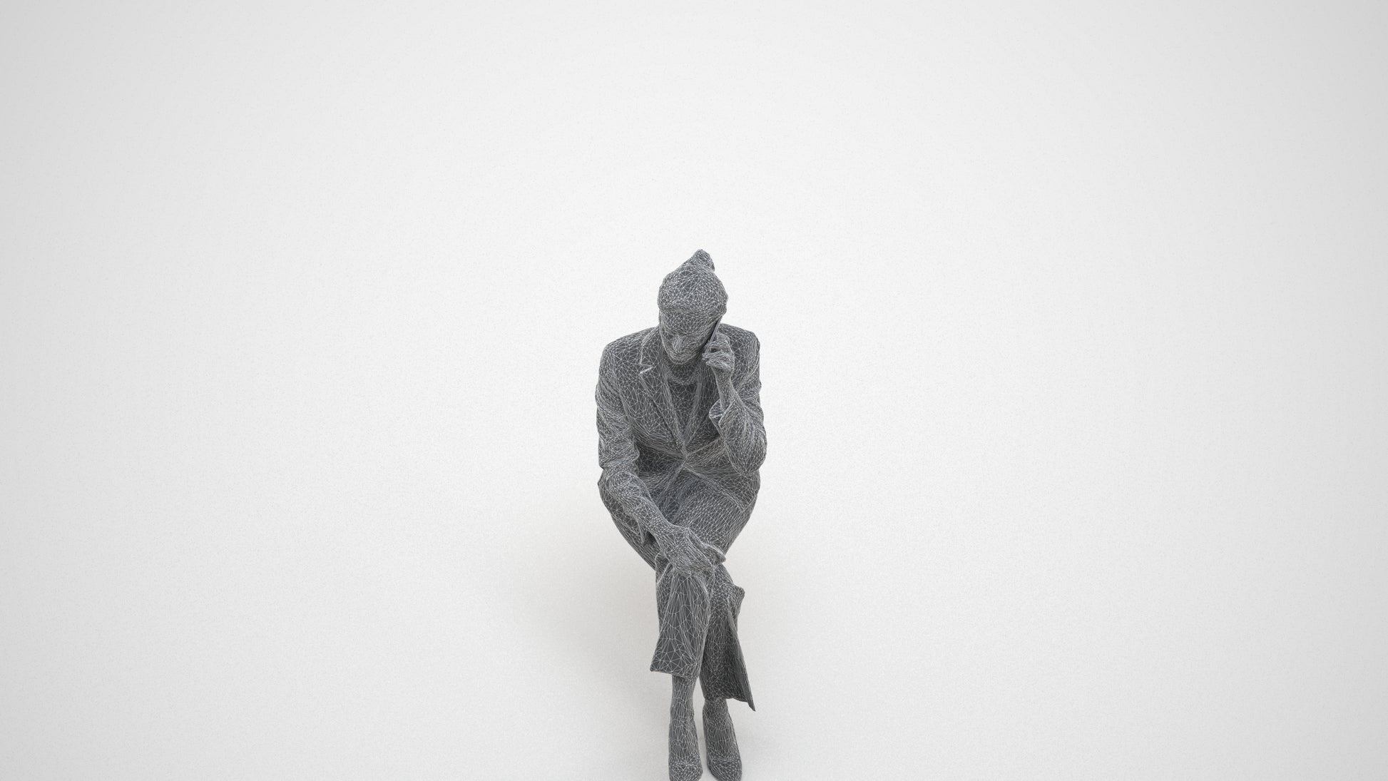 realistic 3D human man casual mix, archviz people FBX OBJ for Blender, wireframe three-quarter view