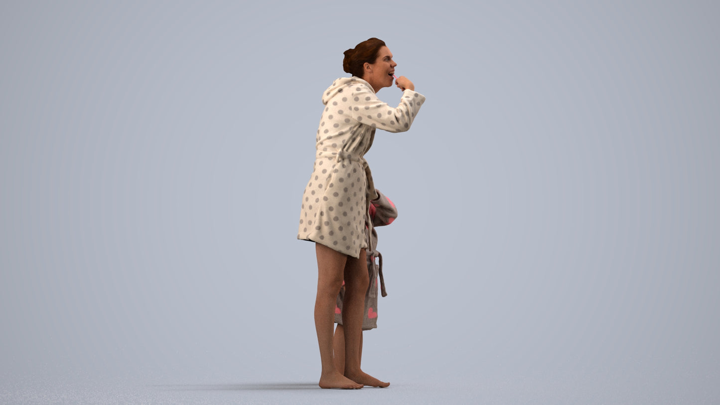realistic 3D girl kids, scanned archviz people for Blender and 3ds Max, side view render