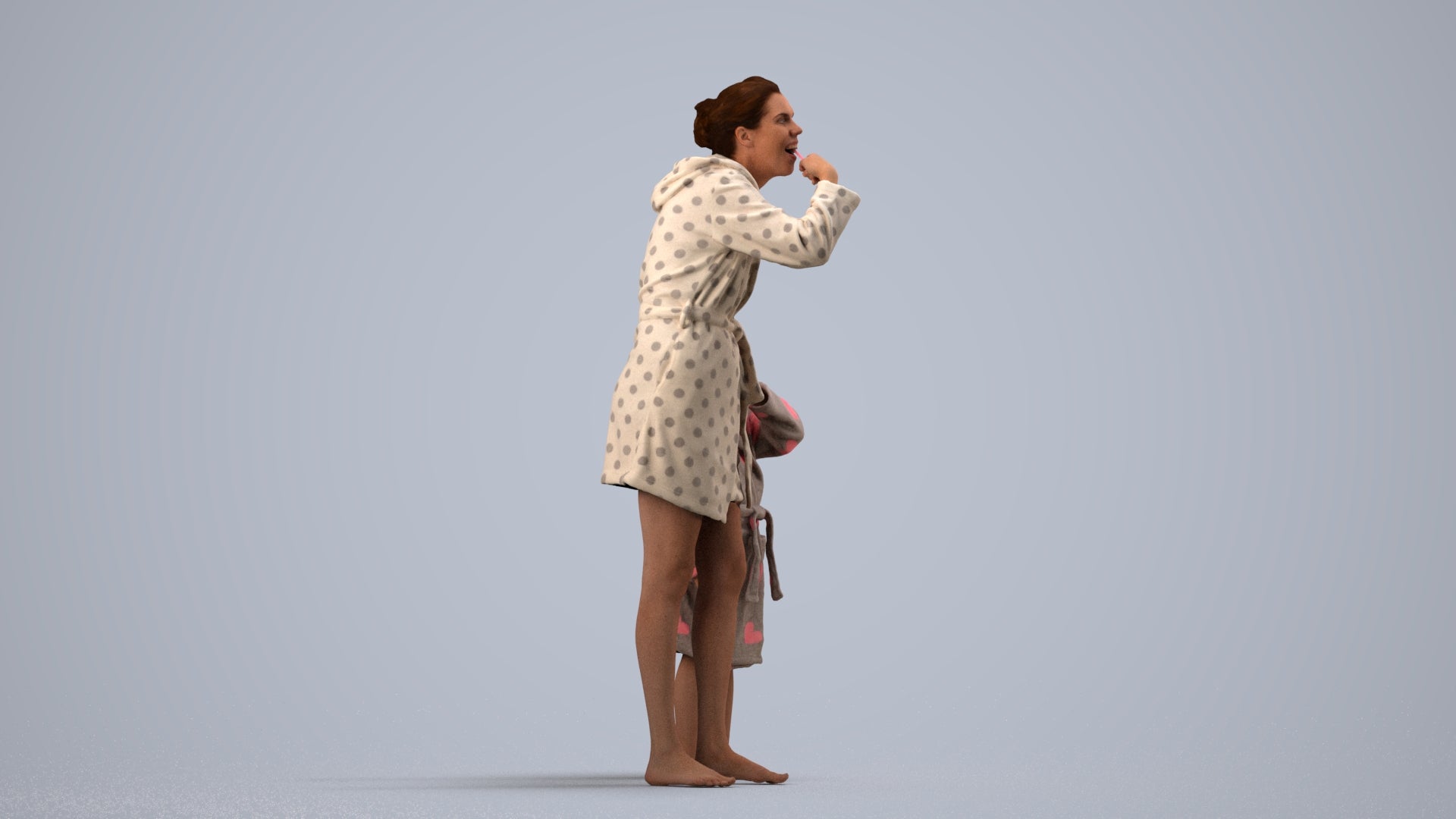 realistic 3D girl kids, scanned archviz people for Blender and 3ds Max, side view render