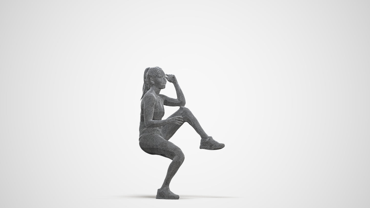 scanned 3D woman sport, photogrammetry people for Enscape and V-Ray, three-quarter front view render