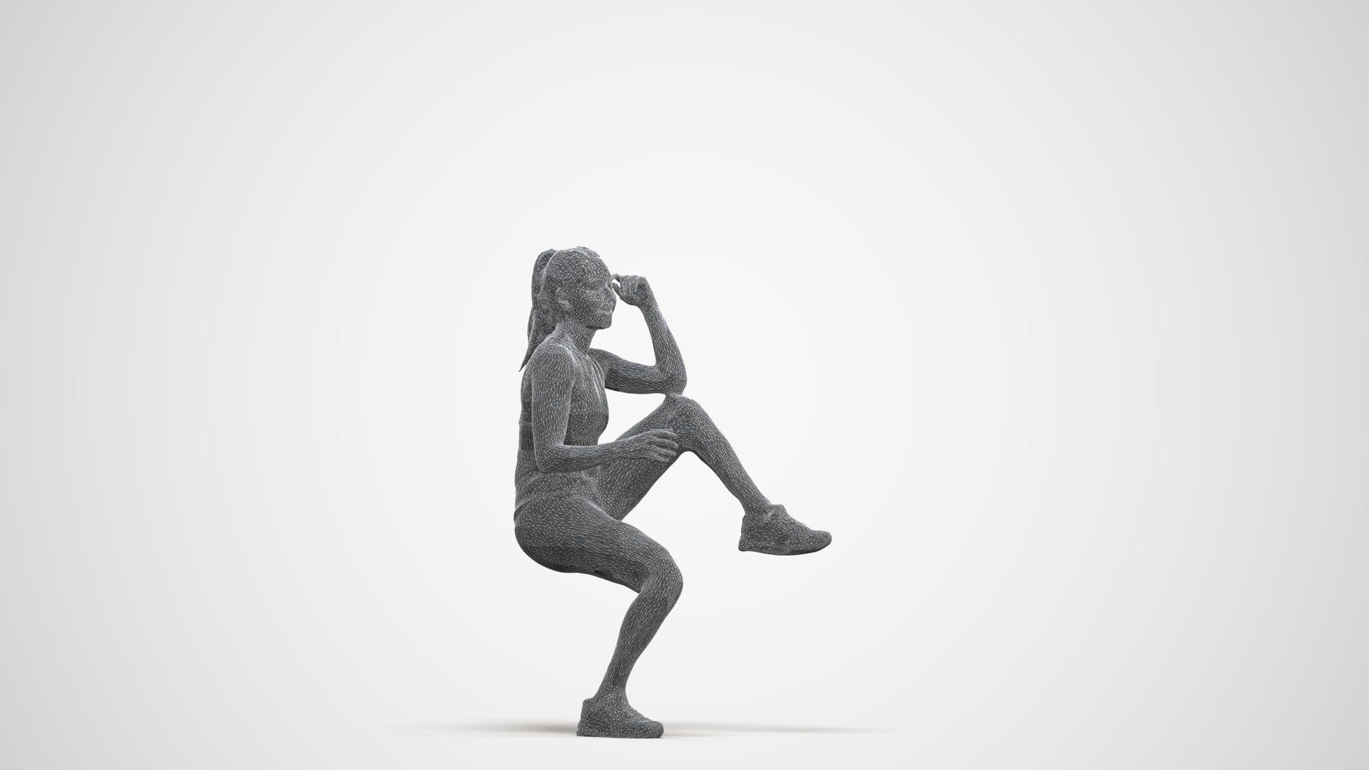 scanned 3D woman sport, photogrammetry people for Enscape and V-Ray, three-quarter front view render