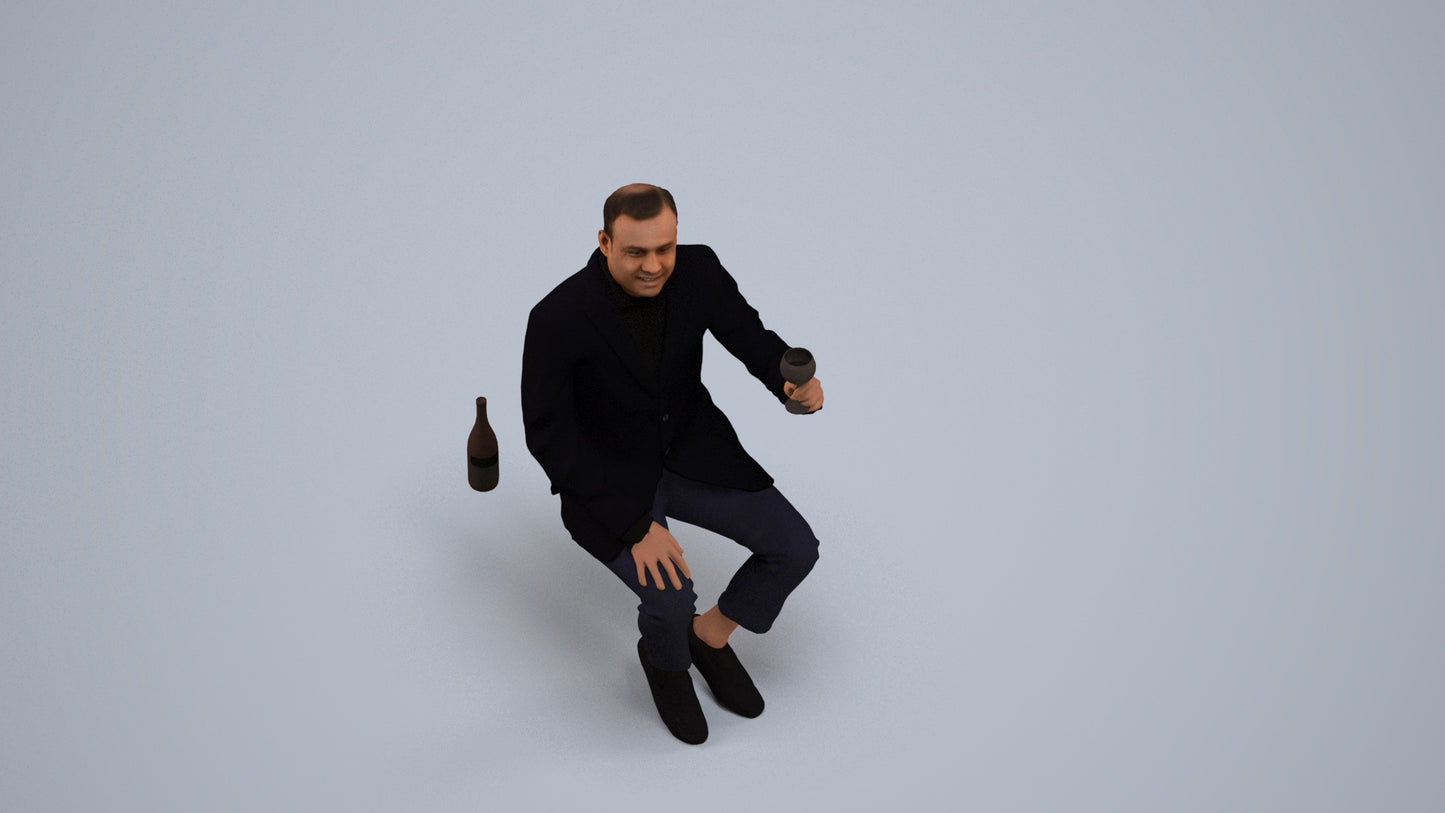 scanned 3D man casual cycling, photogrammetry people for Enscape and V-Ray, back view render