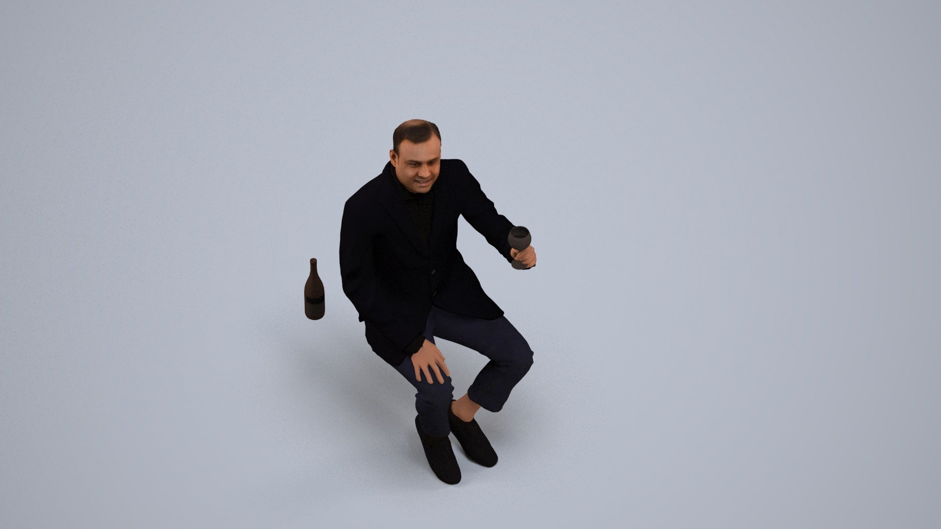 scanned 3D man casual cycling, photogrammetry people for Enscape and V-Ray, back view render