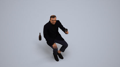scanned 3D man casual cycling, photogrammetry people for Enscape and V-Ray, back view render