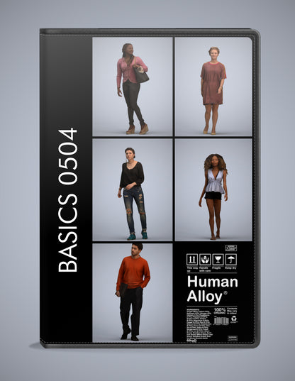 photogrammetry 3D people walking collection, 5 realistic human models archviz FBX