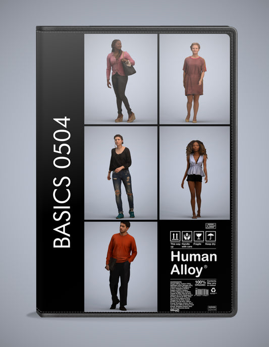 photogrammetry 3D people walking collection, 5 realistic human models archviz FBX