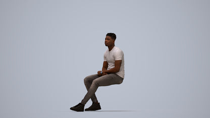 3D scanned man sitting casual, photorealistic archviz people for Enscape and SketchUp, top-down view render