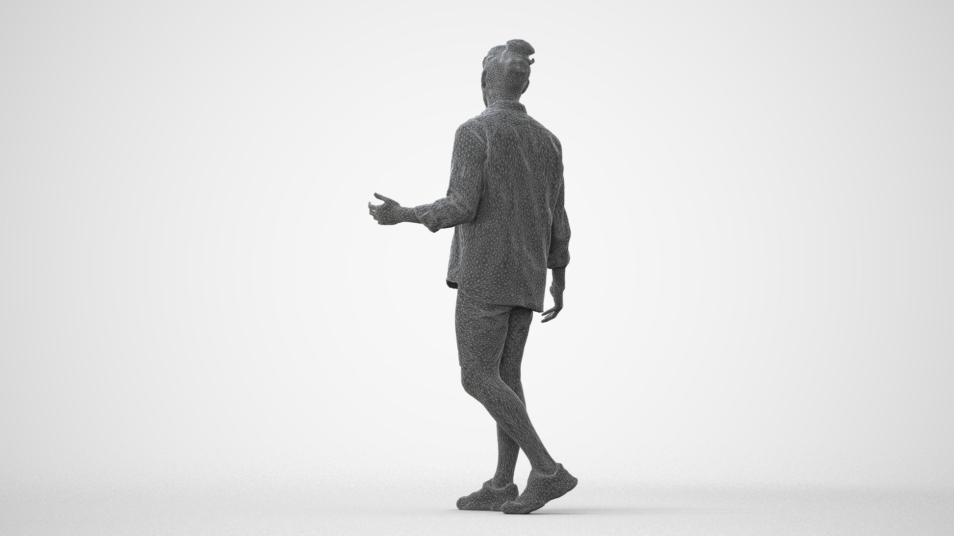 scanned 3D man casual walking, photogrammetry people for Enscape and V-Ray, square thumbnail
