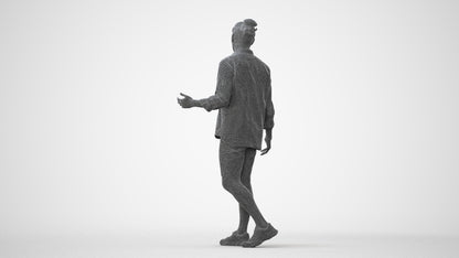 scanned 3D man casual walking, photogrammetry people for Enscape and V-Ray, square thumbnail