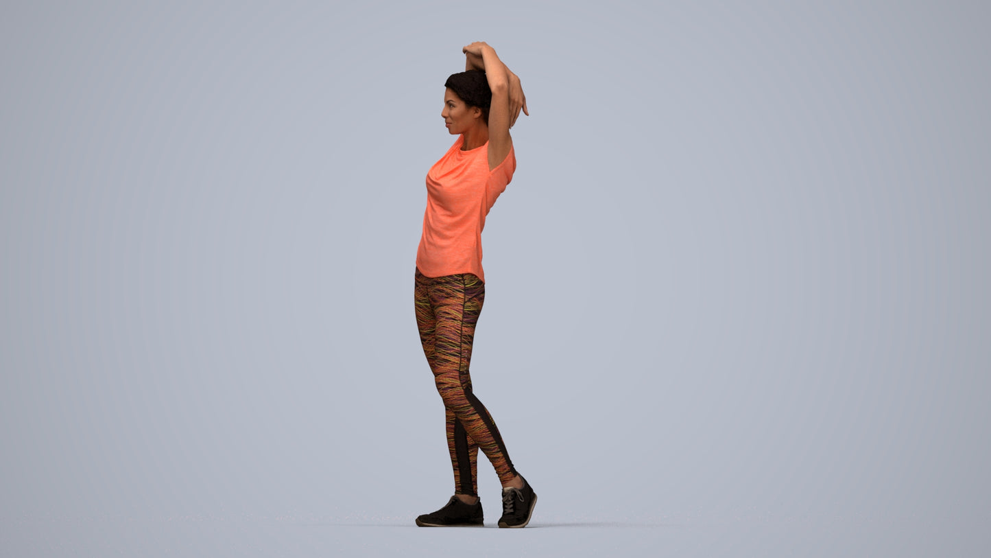 realistic 3D people woman sport, render-ready for V-Ray and Corona, FBX OBJ, top-down view render
