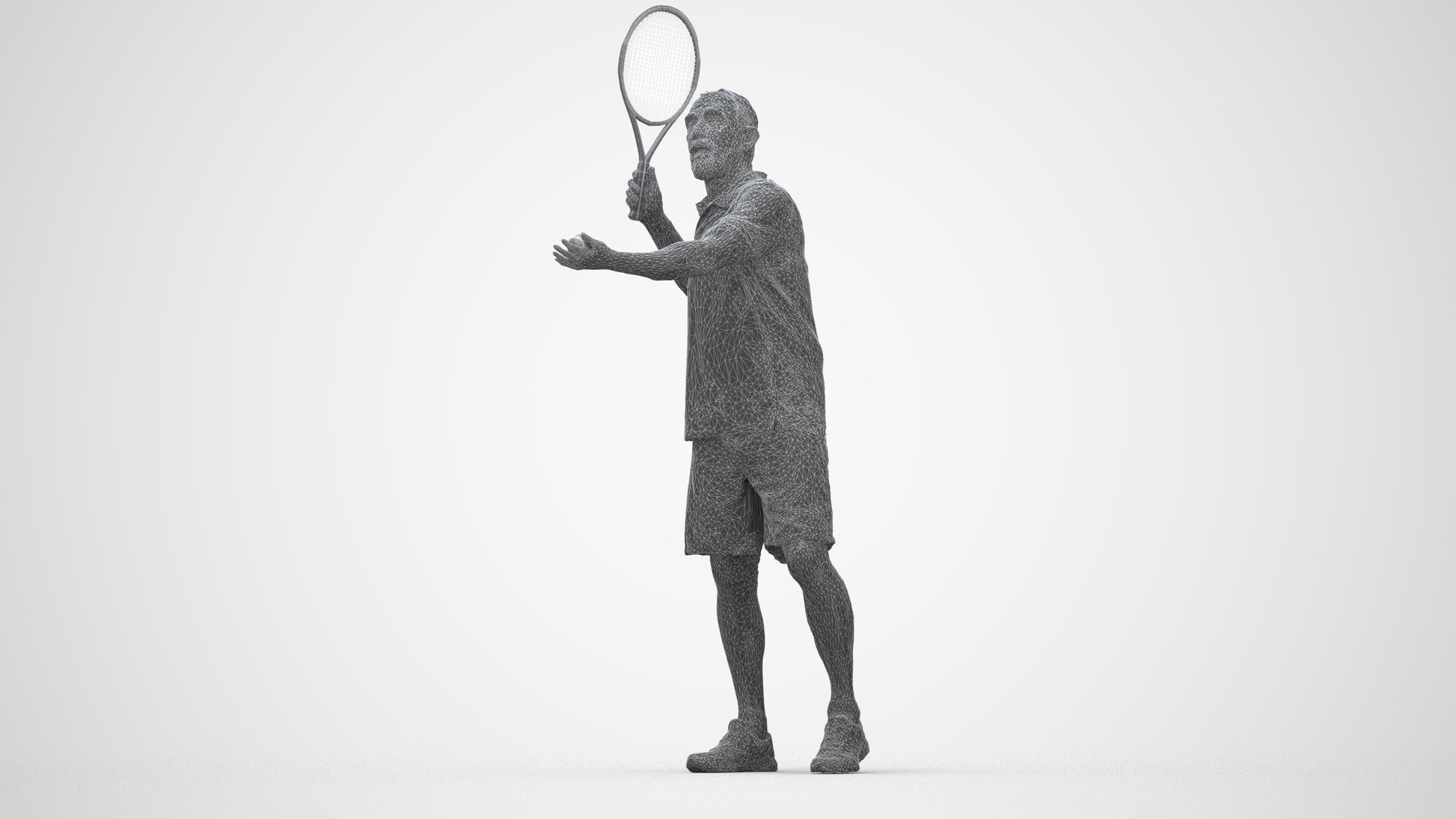 3D scanned man sport, photorealistic archviz people for Enscape and SketchUp, wireframe back view