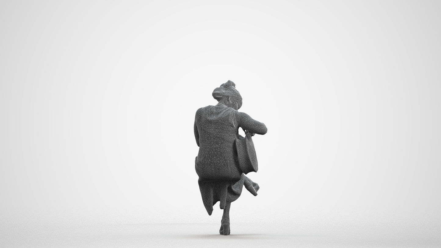 3D people model woman casual sitting, scanned human for 3ds Max rendering, wireframe front view
