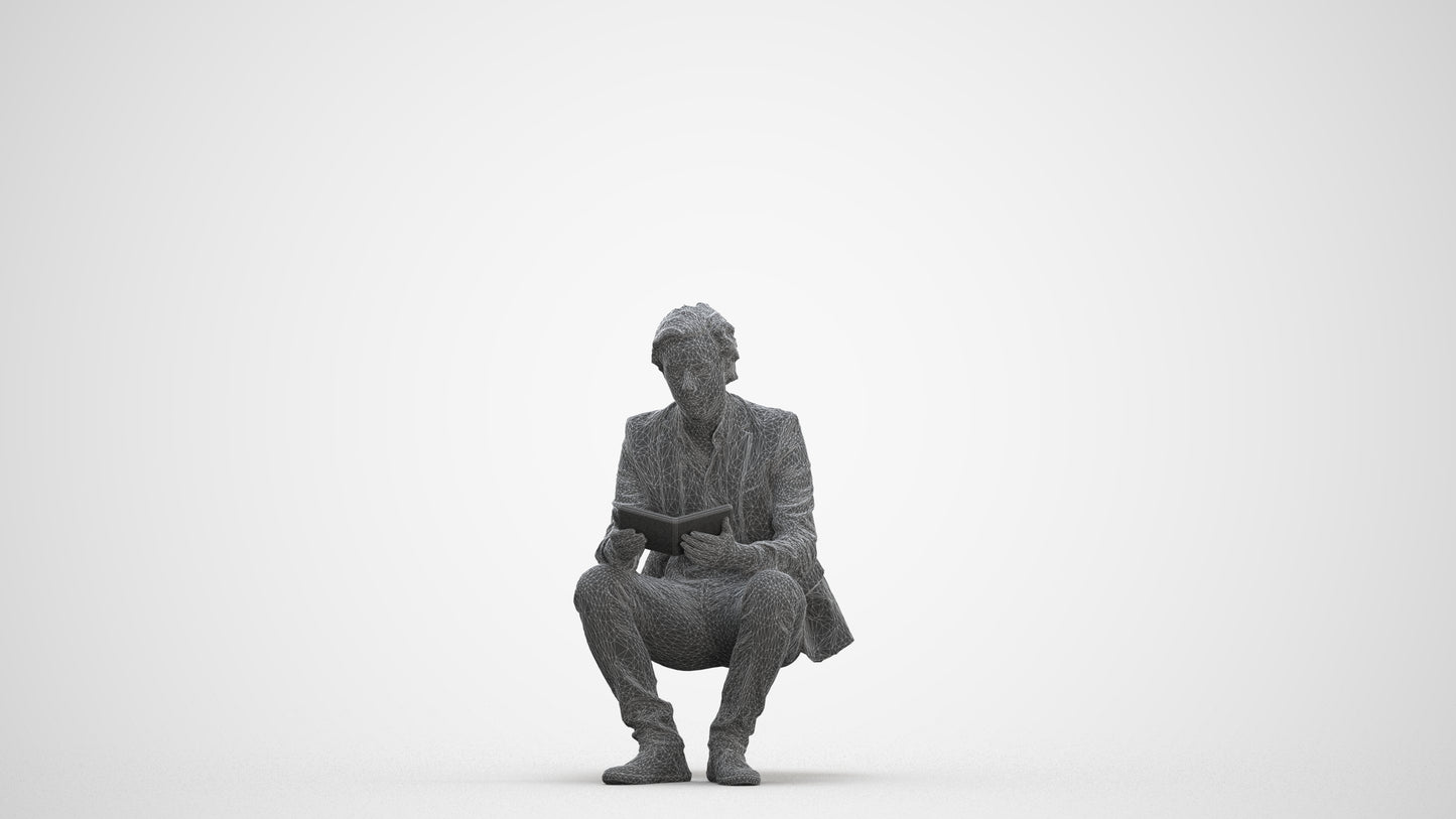 realistic 3D man business, scanned archviz people for Blender and 3ds Max, three-quarter front view render