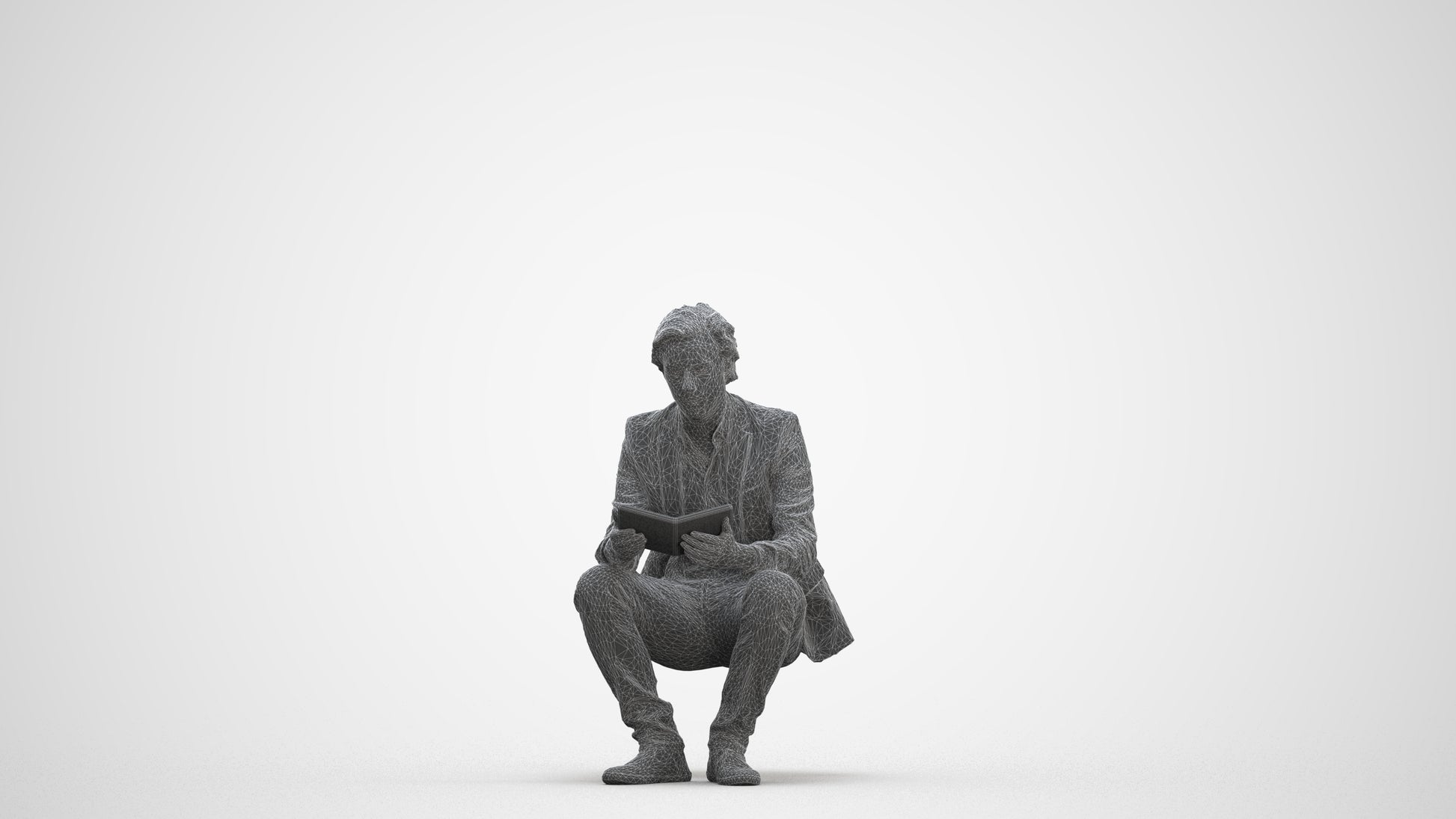 realistic 3D man business, scanned archviz people for Blender and 3ds Max, three-quarter front view render